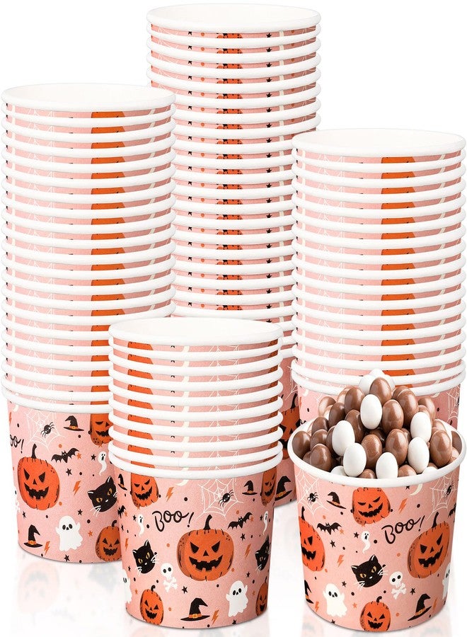 Potchen 50 Pack 9 oz Halloween Disposable Paper Cups Disposable Soup Bowls Pumpkin Ghost Bat Cat Boo Paper Snack Cups Halloween Party Supplies for Dessert Hot or Cold Food - Image 1